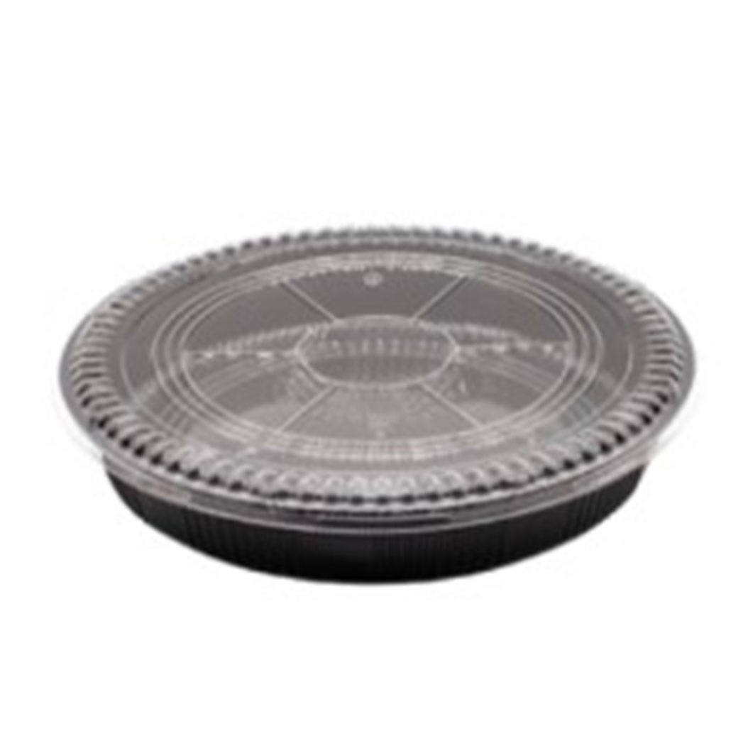 STI STI-65BK ROUND BLACK PARTY TRAY W/LID 15" R1 20/6 PC