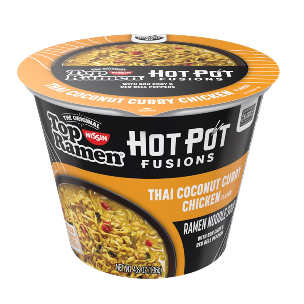 NISSIN FOODS TOP RAMEN CUP RAMEN HOT POT FUSIONS THAI COCONUT CURRY CHICKEN  6/4.80 OZ