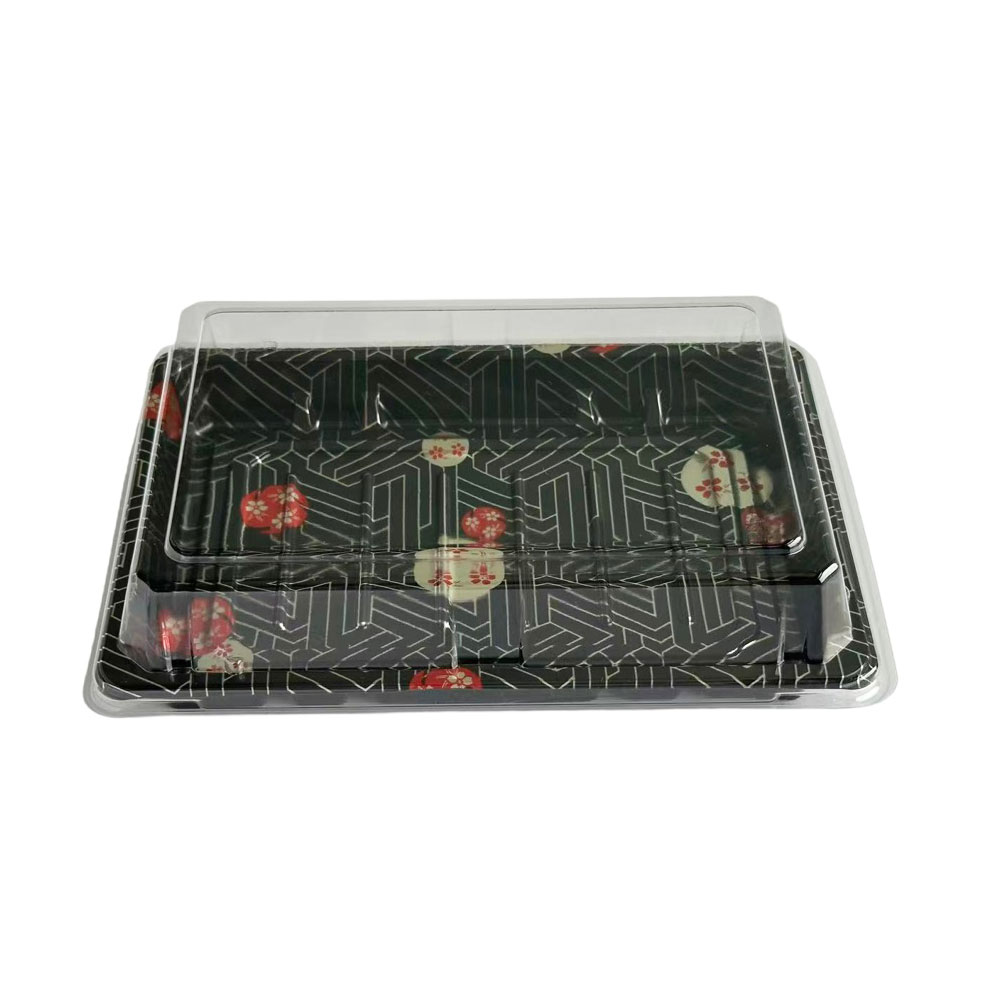 STI ST-4-010SB SUSHI TRAY SAKURA W/LID R1 8/50 PC