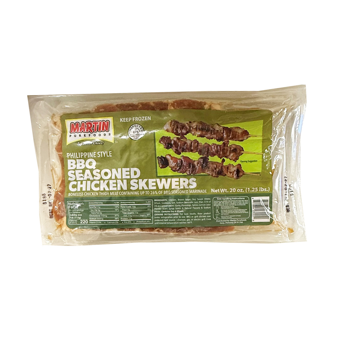 MARTIN PURE FOOD BBQ SEASONED CHICKEN SKEWERS 8/20.00 OZ