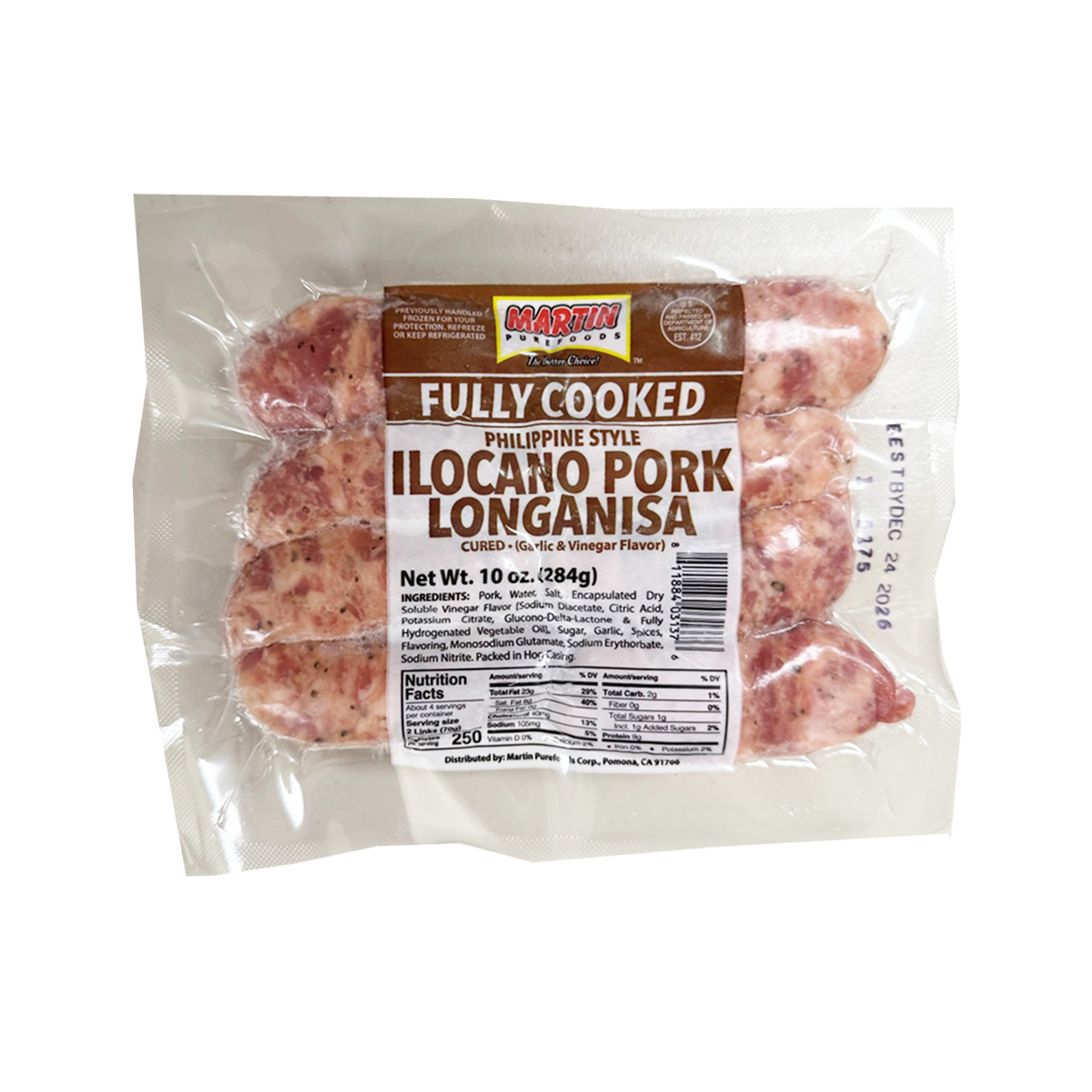MARTIN PURE FOOD ILOCANO PORK LONGANISA 12/10.00 OZ