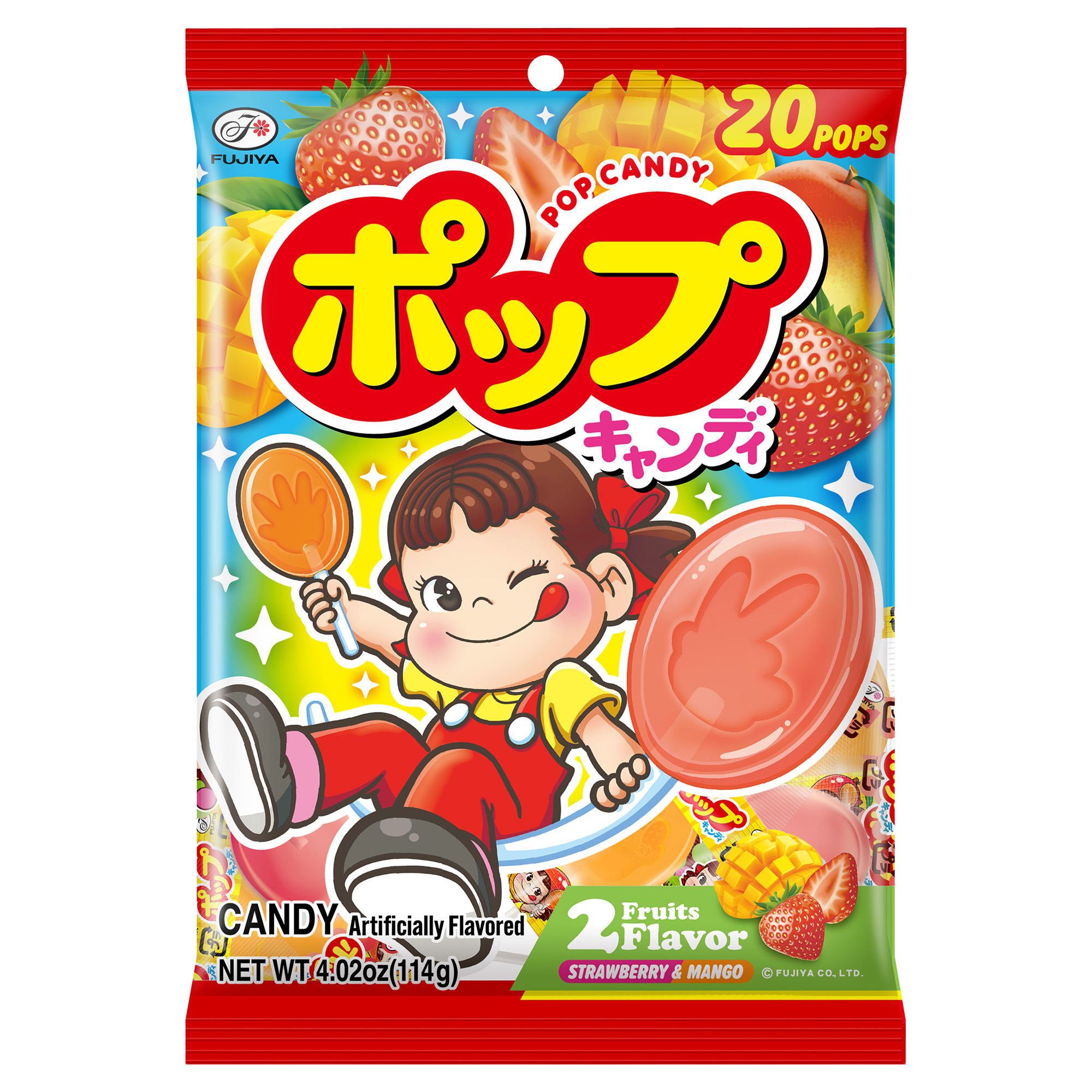 FUJIYA POP CANDY STRAWBERRY & MANGO 20PCS 8/6/4.02 OZ