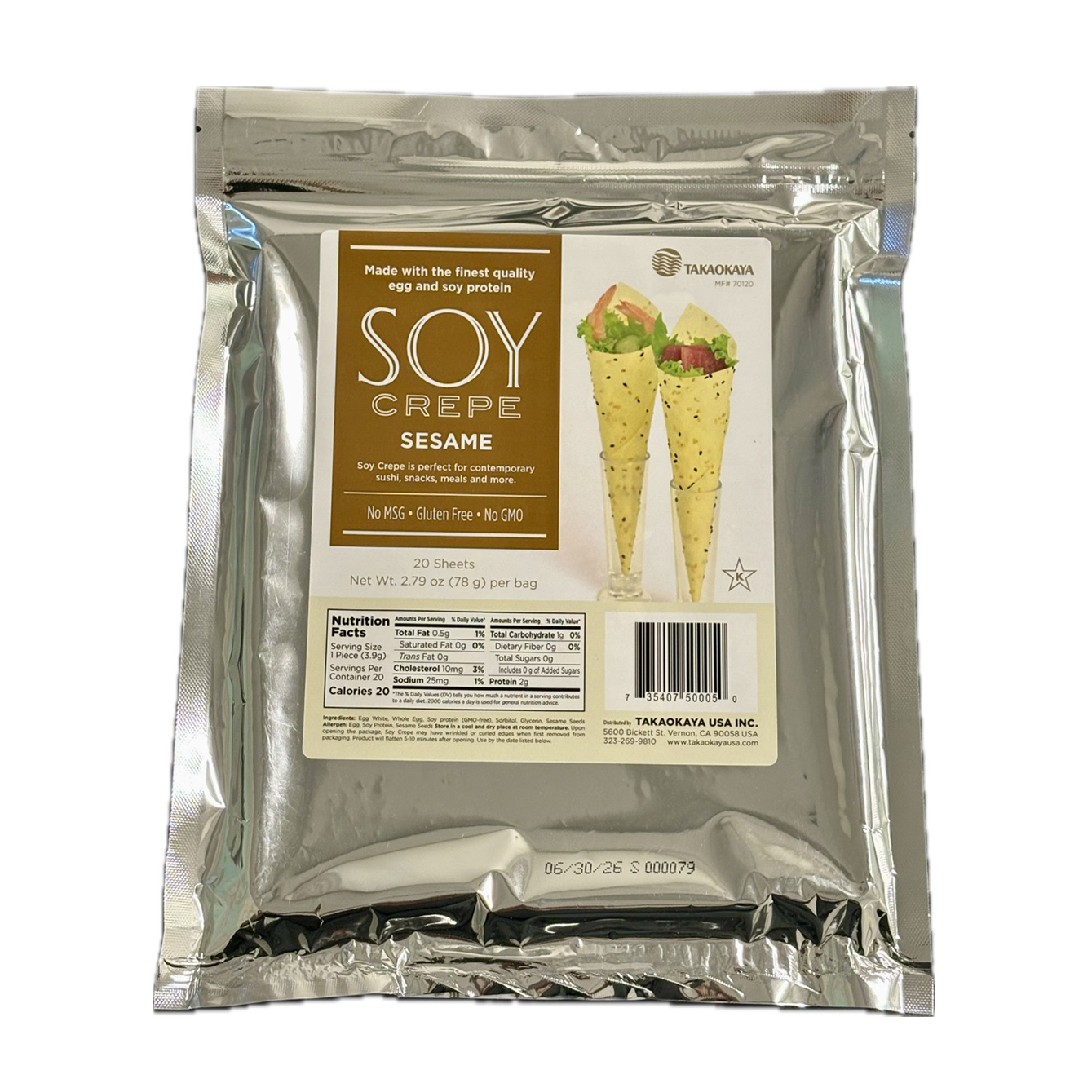 TAKAOKAYA SOY CREPE SESAME            6/20 SHT