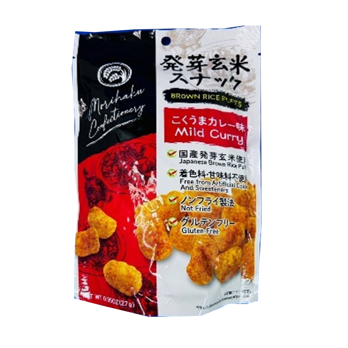 MORIHAKU BROWN RICE PUFFS HATSUGA GENMAI SNACK MILD CURRY 20/0.95 OZ